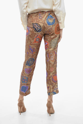 Pantaloni in Seta con Fantasia Floreale