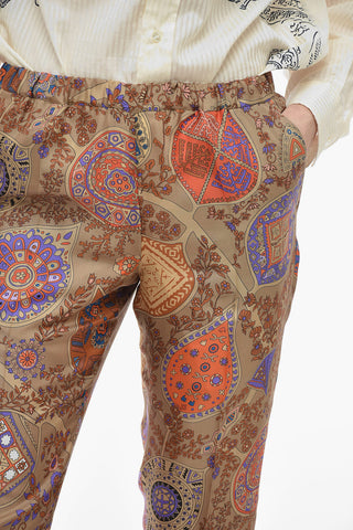 Pantaloni in Seta con Fantasia Floreale