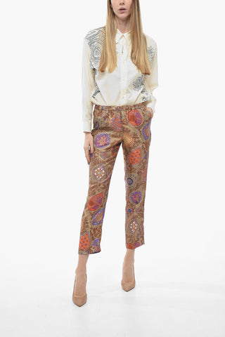 Pantaloni in Seta con Fantasia Floreale