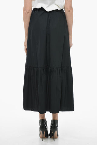 Cotton Flared MAXI FRILL Skirt with Back Zip