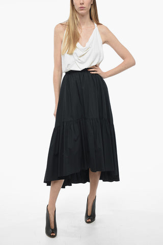 Cotton Flared MAXI FRILL Skirt with Back Zip