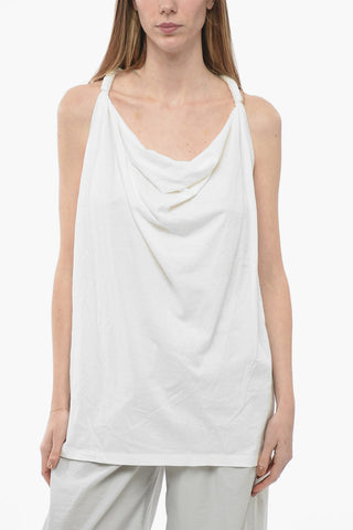Canotta Oversized in Misto Lino con Drappeggio