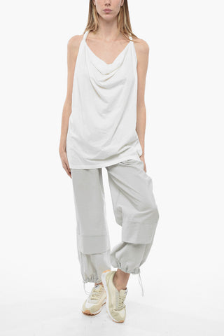Canotta Oversized in Misto Lino con Drappeggio