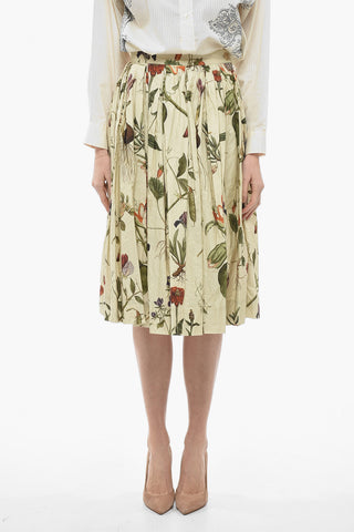 Flared Pleated Skirt with Floral Print