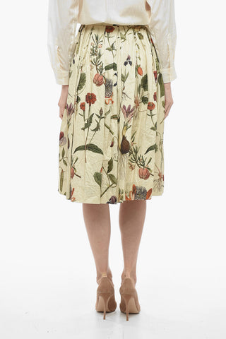 Flared Pleated Skirt with Floral Print