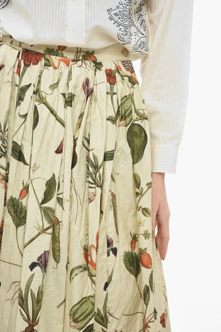 Flared Pleated Skirt with Floral Print