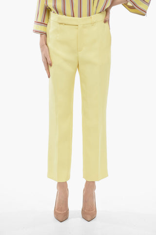 Silk High-waisted Pants with Pleats