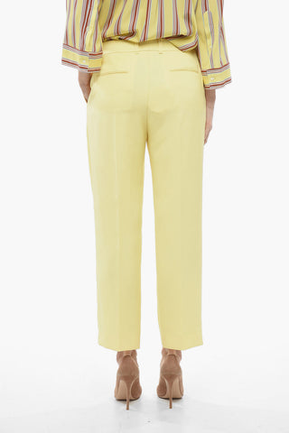 Silk High-waisted Pants with Pleats