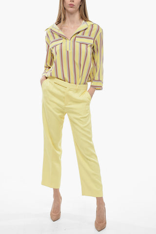 Silk High-waisted Pants with Pleats