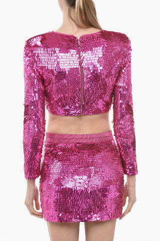 Sequin Long-Sleeved Crop Top LEANNE