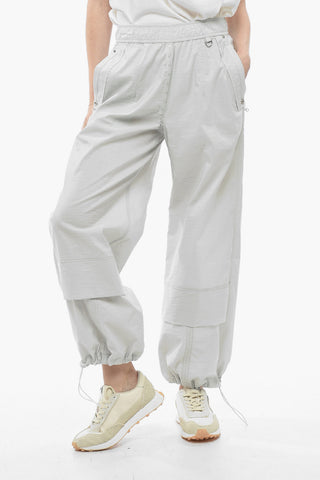 Nylon Cargo Pants with Drawstringed Ankle
