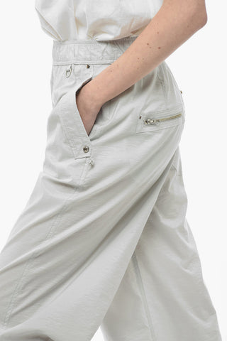 Nylon Cargo Pants with Drawstringed Ankle