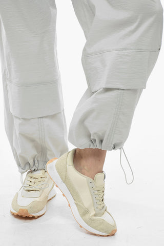 Nylon Cargo Pants with Drawstringed Ankle