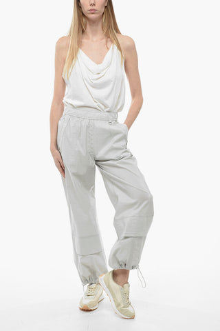 Nylon Cargo Pants with Drawstringed Ankle