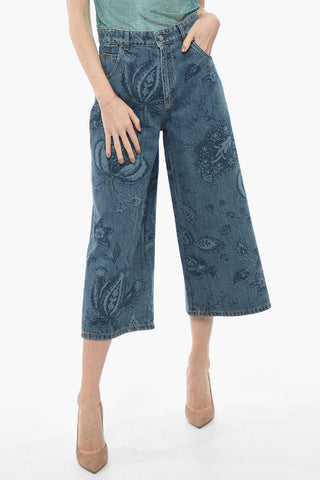 Jeans Gaucho Wide Leg in Denim Jacquard