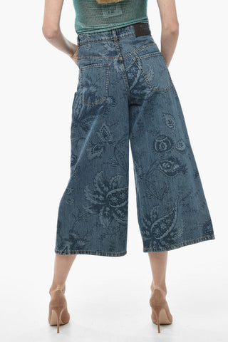 Jeans Gaucho Wide Leg in Denim Jacquard