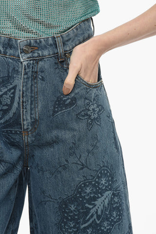 Jeans Gaucho Wide Leg in Denim Jacquard