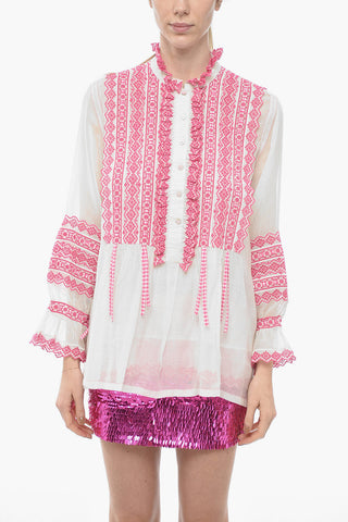 Silk-blend Blouse with Broderie Anglaise