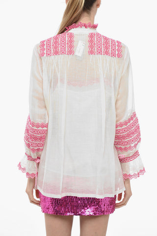 Silk-blend Blouse with Broderie Anglaise
