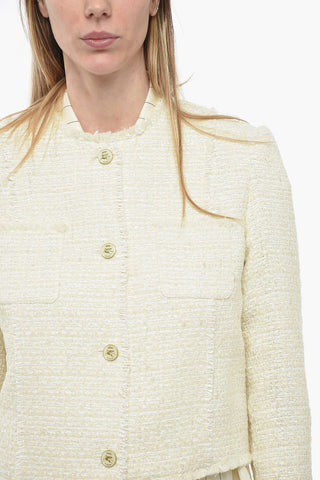 Blazer Crop in Tweed con Bottoni Logati