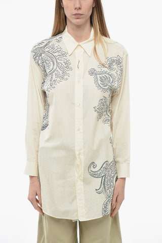 Cotton Blend Shirt with Paisley Print