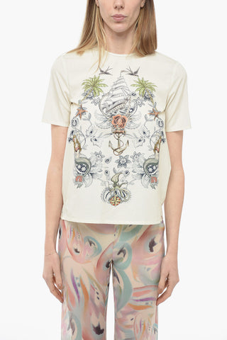 Short-sleeved Popeline Blouse with Print