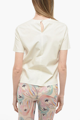 Short-sleeved Popeline Blouse with Print