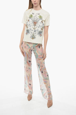 Short-sleeved Popeline Blouse with Print