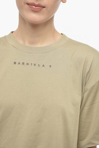 MM6 T-Shirt Girocollo con Logo Ton Sur Ton