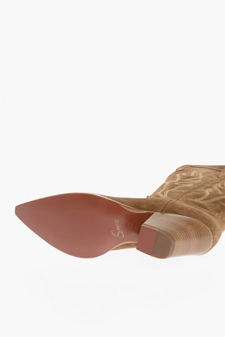 Stivali Western in Suede con Punta Stretta 8cm