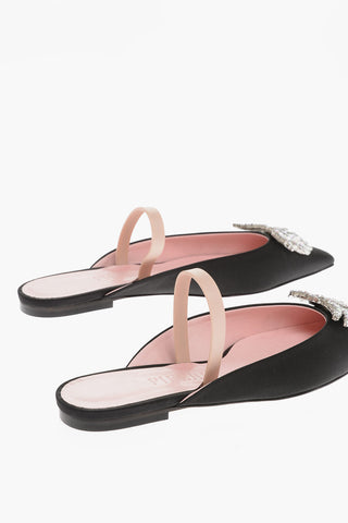 Jewels Embellished Satin Mules