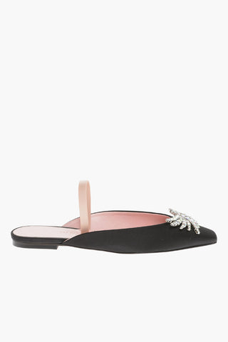 Jewels Embellished Satin Mules
