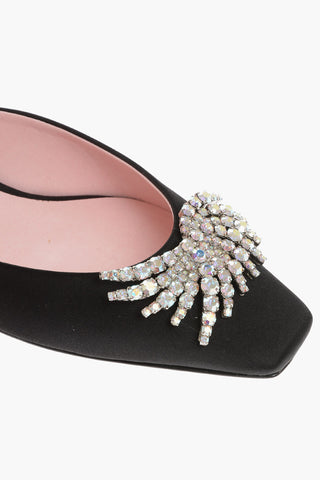 Jewels Embellished Satin Mules