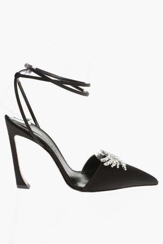 Decolletè Lace-Up CARINE in Satin Con Abbellimento Gioielli 12cm
