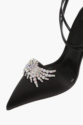Decolletè Lace-Up CARINE in Satin Con Abbellimento Gioielli 12cm