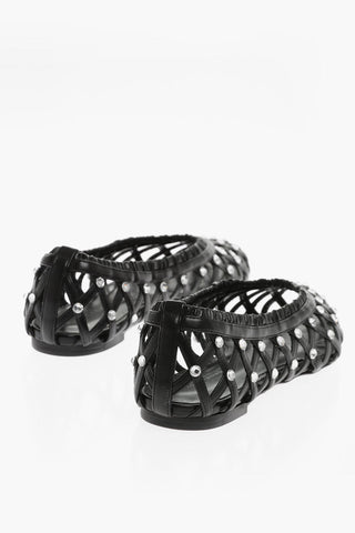 All- Over Jewels Nappa Cut-Ot Ballet Flat