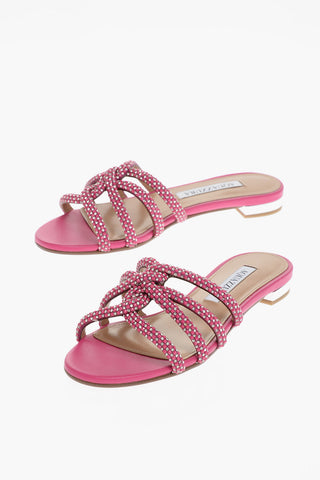 Leather MOONDUST Sandals Embellished with Rhinestones