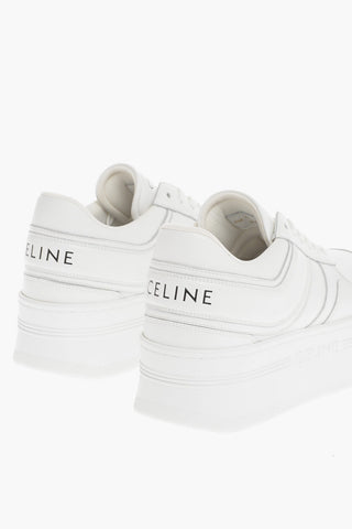 Sneakers in Pelle a Tinta Unita con Platform 5cm