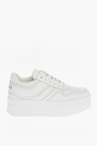 Sneakers in Pelle a Tinta Unita con Platform 5cm