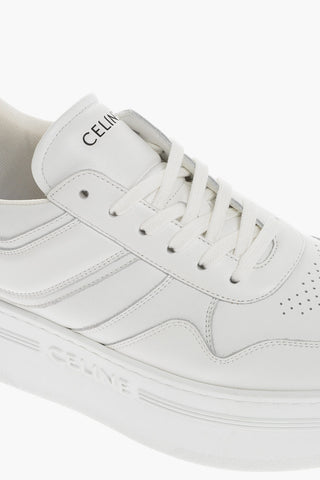 Sneakers in Pelle a Tinta Unita con Platform 5cm