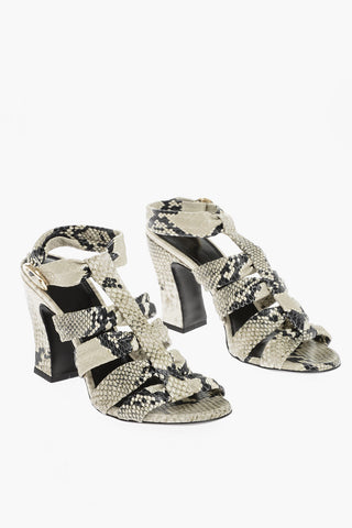 Sandali T-Strap PERTH in Pelle Effetto Pitone 10cm