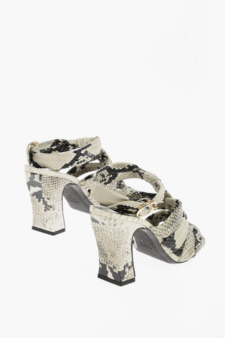 Sandali T-Strap PERTH in Pelle Effetto Pitone 10cm