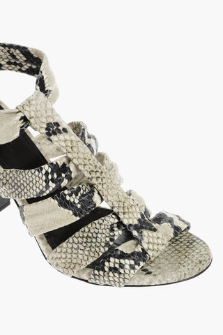 Sandali T-Strap PERTH in Pelle Effetto Pitone 10cm