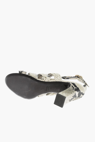 Sandali T-Strap PERTH in Pelle Effetto Pitone 10cm