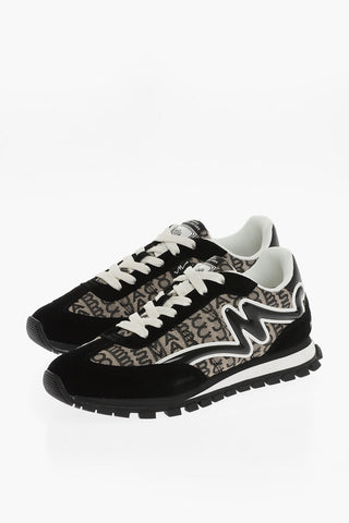 THE MARC JACOBS Fabric and Suede THE JOGGER Low Top Sneakers with All-Over Logo and Removable Application