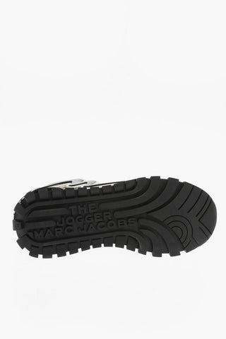 THE MARC JACOBS Fabric and Suede THE JOGGER Low Top Sneakers with All-Over Logo and Removable Application