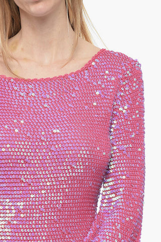 Sequined Bare Back Dress with Bellon Sleeves