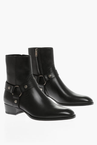 Leather WYATT 40 Boots With Harness Detail
