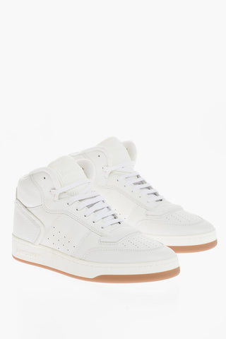 Sneakers High-Top Imbottite In Pelle
