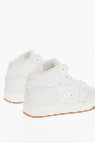 Sneakers High-Top Imbottite In Pelle